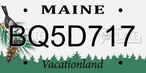 BQ5D717 Maine License Plate