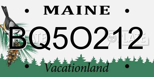 BQ5O212 Maine License Plate