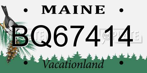 BQ67414 Maine License Plate