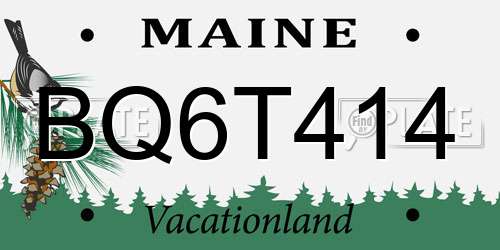 BQ6T414 Maine License Plate