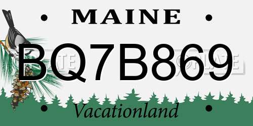 BQ7B869 Maine License Plate