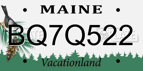 BQ7Q522 Maine License Plate