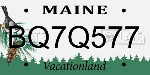 BQ7Q577 Maine License Plate