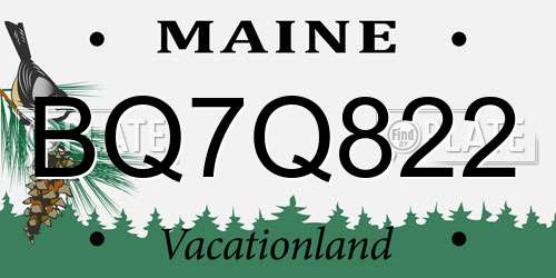 BQ7Q822 Maine License Plate
