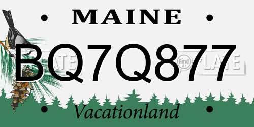 BQ7Q877 Maine License Plate
