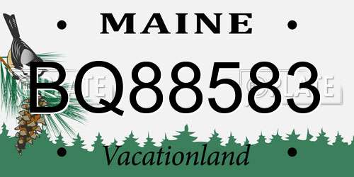 BQ88583 Maine License Plate