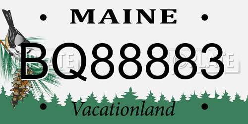BQ88883 Maine License Plate