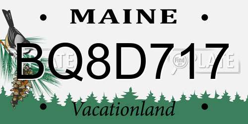 BQ8D717 Maine License Plate