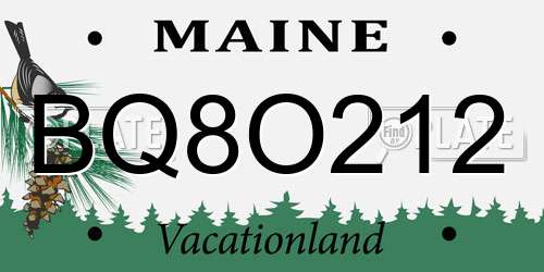 BQ8O212 Maine License Plate