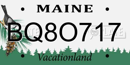 BQ8O717 Maine License Plate