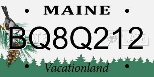 BQ8Q212 Maine License Plate
