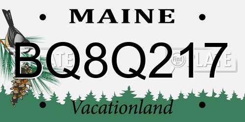 BQ8Q217 Maine License Plate