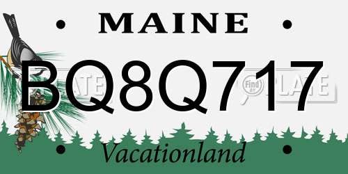 BQ8Q717 Maine License Plate