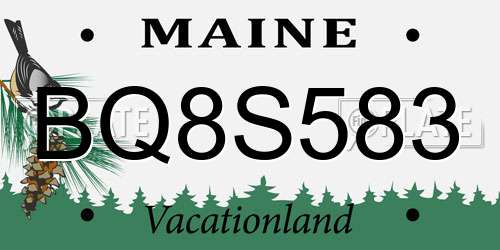 BQ8S583 Maine License Plate