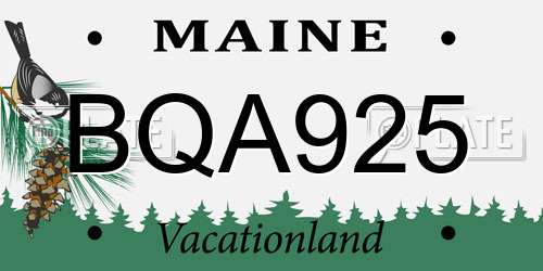 BQA925 Maine License Plate