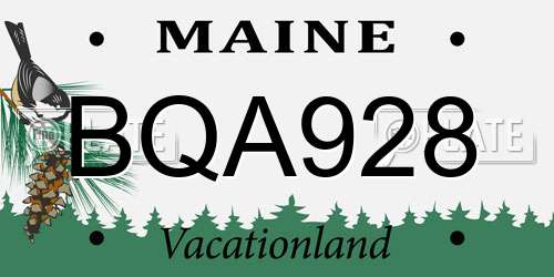 BQA928 Maine License Plate