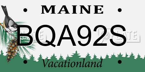 BQA92S Maine License Plate