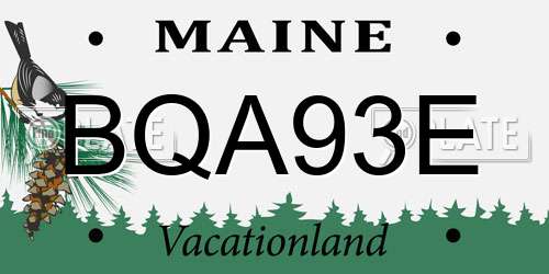 BQA93E Maine License Plate