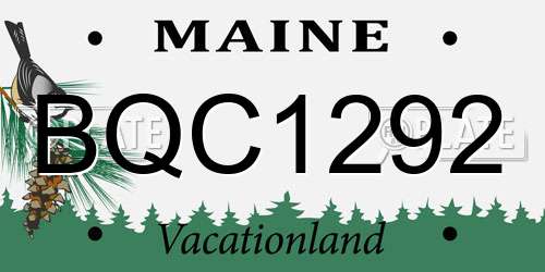 BQC1292 Maine License Plate