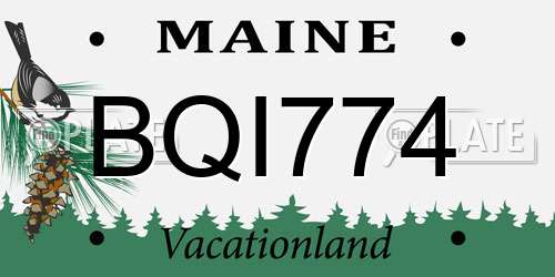 BQI774 Maine License Plate