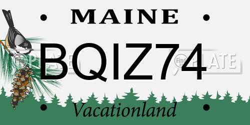BQIZ74 Maine License Plate