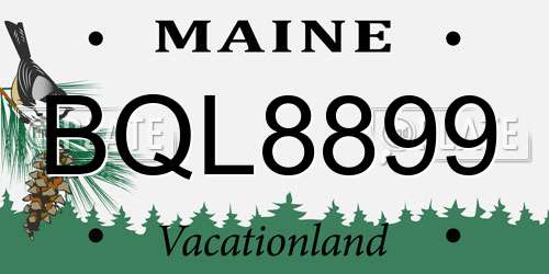 BQL8899 Maine License Plate