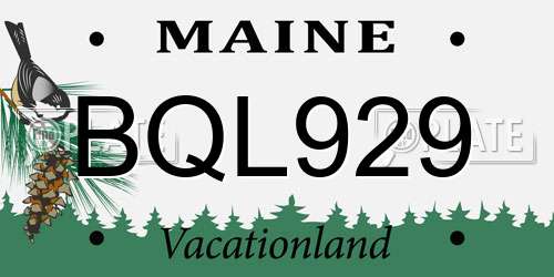 BQL929 Maine License Plate