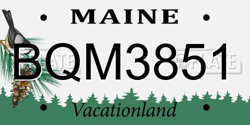 BQM3851 Maine License Plate