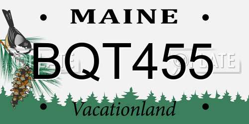 BQT455 Maine License Plate