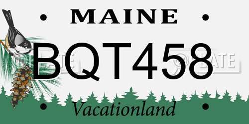 BQT458 Maine License Plate