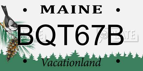 BQT67B Maine License Plate