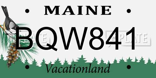 BQW841 Maine License Plate