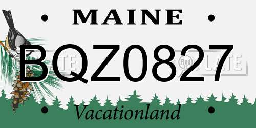BQZ0827 Maine License Plate