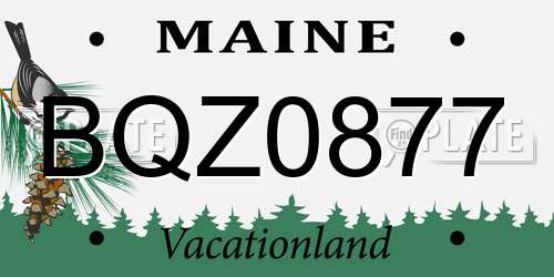 BQZ0877 Maine License Plate
