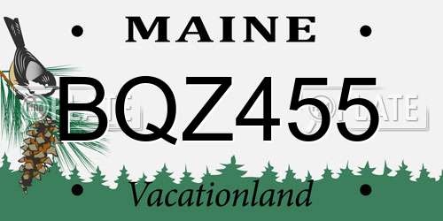 BQZ455 Maine License Plate