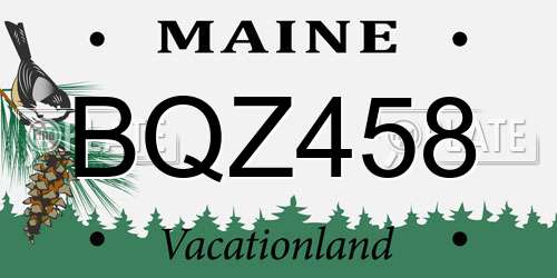 BQZ458 Maine License Plate