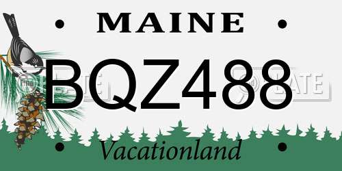 BQZ488 Maine License Plate