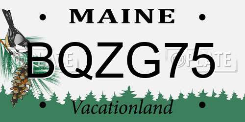 BQZG75 Maine License Plate