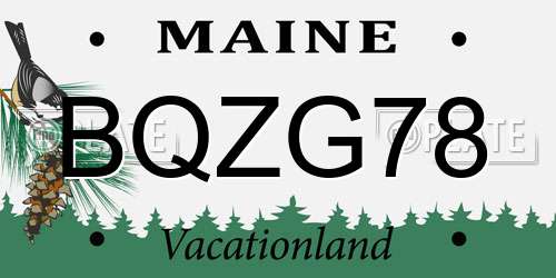 BQZG78 Maine License Plate