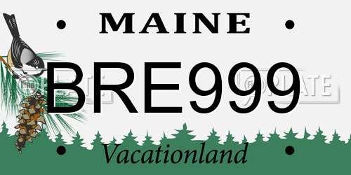 BRE999 Maine License Plate