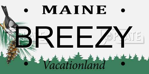 BREEZY Maine License Plate