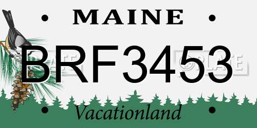 BRF3453 Maine License Plate
