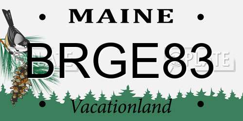 BRGE83 Maine License Plate