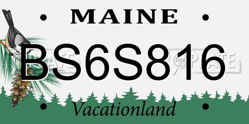 BS6S816 Maine License Plate