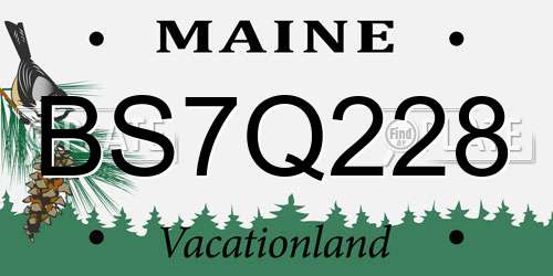 BS7Q228 Maine License Plate