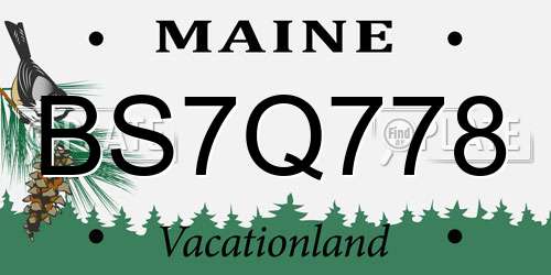 BS7Q778 Maine License Plate