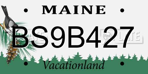 BS9B427 Maine License Plate