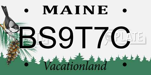 BS9T7C Maine License Plate