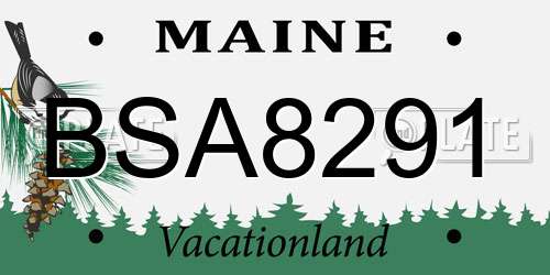BSA8291 Maine License Plate