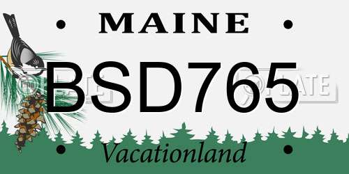 BSD765 Maine License Plate